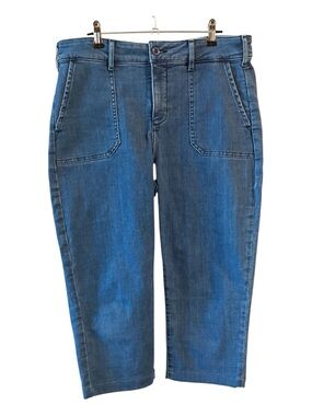 NYDJ Lift Tuck Capri Jeans Size 10 Stretch Denim Cropped Blue Jean Pants